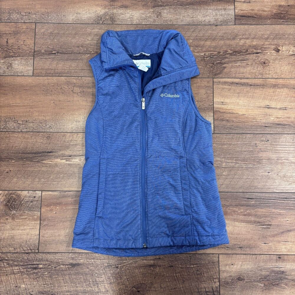 Columbia Outdoor Gorpcore Work Womens XS Blue Quilted Striped Puffer Vest EUC - Picture 2 of 11